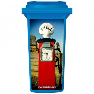 Vintage Red Shell Petrol Pump Wheelie Bin Sticker Panel